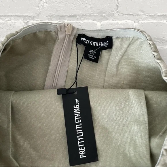 PLT Grey Distressed PU Belt Detail Bodycon Dress - Picture 4 of 5